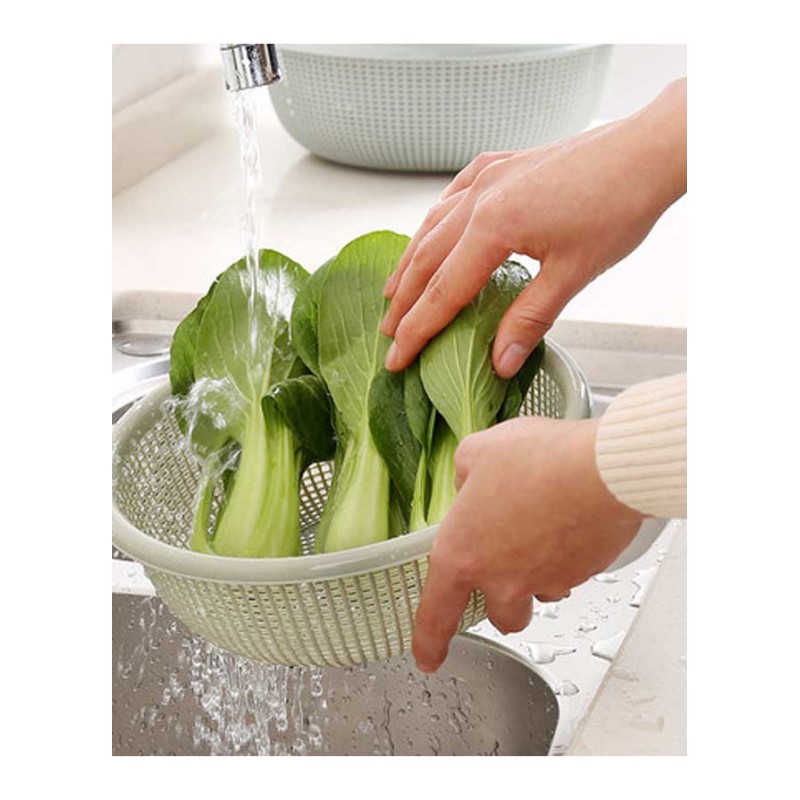 [颜色随机]3件套洗菜篮塑料大号水果盆厨房水果蔬菜洗菜盆沥水篮篮子