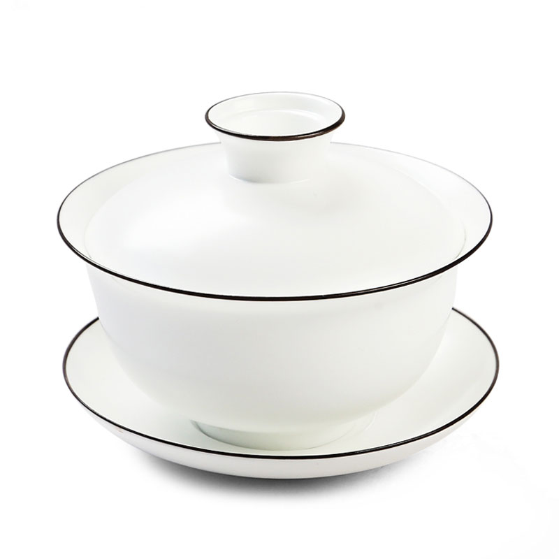盖碗茶杯陶瓷泡茶碗功夫茶具茶壶白瓷哑光三才碗套装创意简约家居家用水杯水具