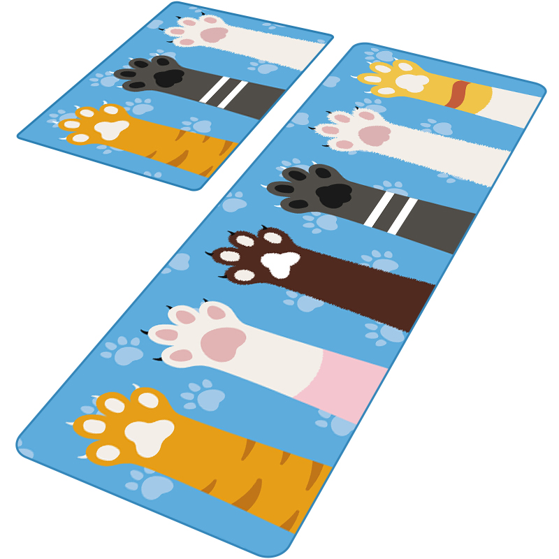 可爱日式猫咪厨房地垫卧室卡通垫吸水防滑垫布朗熊地毯长条脚垫