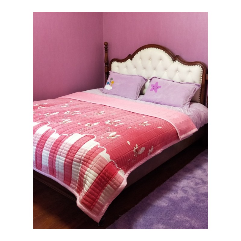 水晶绒毛毯被子超柔加厚双层珊瑚绒夹棉短毛法兰绒1.8m毯子床单件
