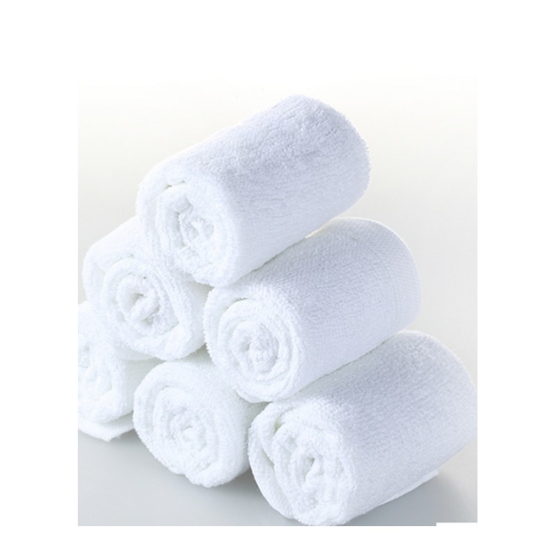 小毛巾50条装纯棉白色小方巾 白毛巾酒店 幼儿园 洗浴院