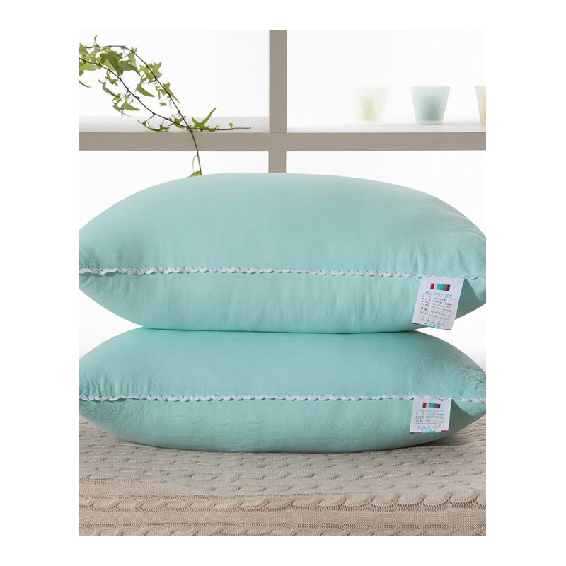 枕头纯色水洗棉羽丝绒枕芯一对舒适单人成人学生护颈椎枕