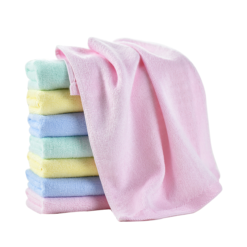 8条竹纤维小毛巾方巾 吸水婴儿宝宝口水巾儿童洗脸擦手巾