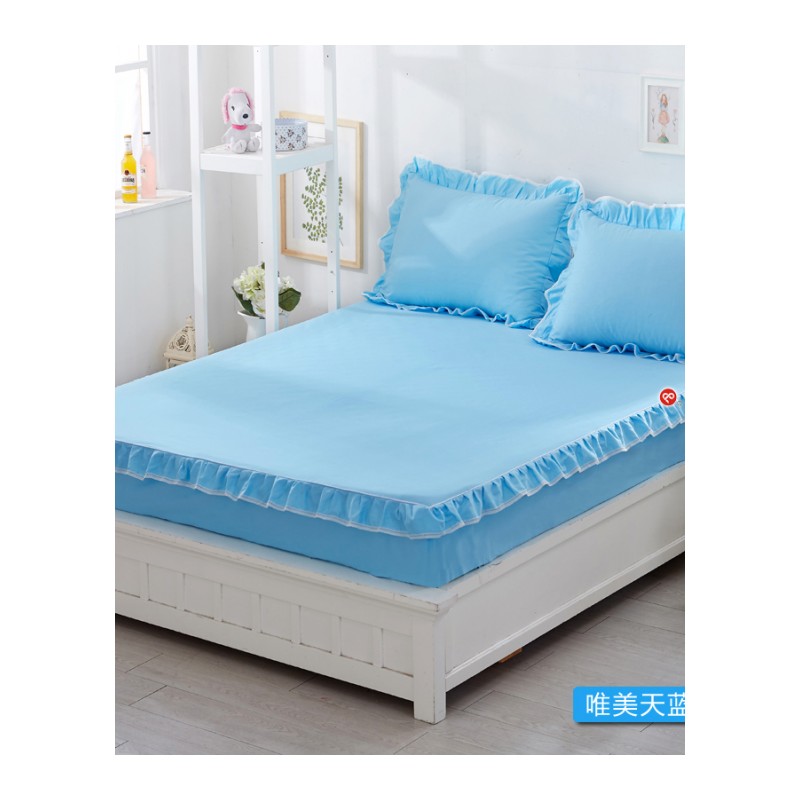 纯棉花边床笠单件全棉床罩防滑床套盖棕垫保护套1.5米1.8m
