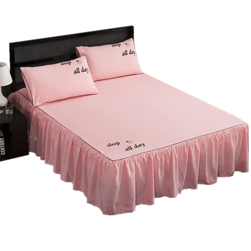 新款春夏床裙床罩单件纯色床套床群四件套韩式风1.5m/1.8米