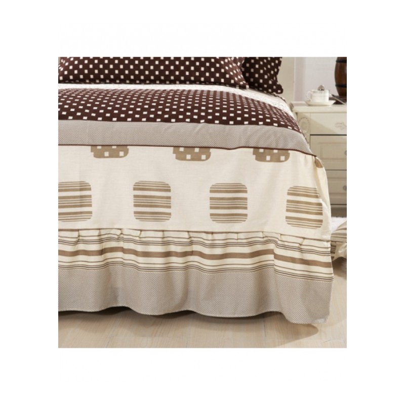 全棉床裙单件纯棉斜纹印花床罩式床单床套1.5米1.8米