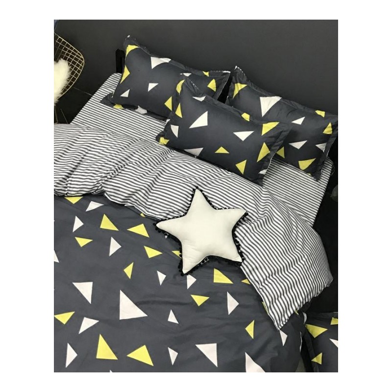 北欧韩式清新简约3四件套被套床单男女大学生寝室宿舍1.2三件套4