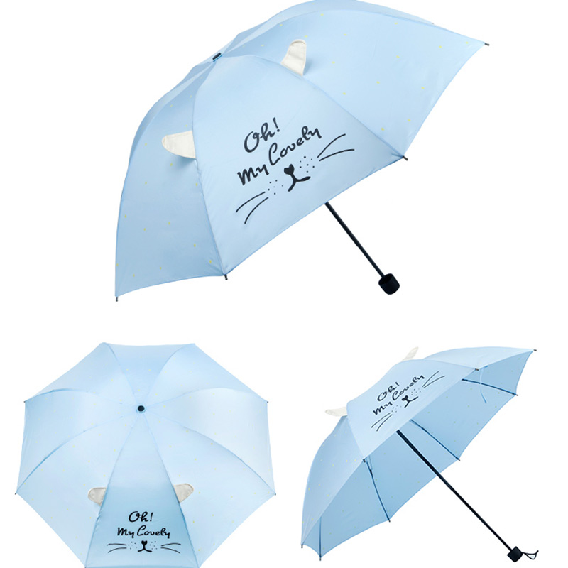 女士可爱卡通创意折叠雨伞 小清新韩国创意雨伞 女生两用学生雨伞
