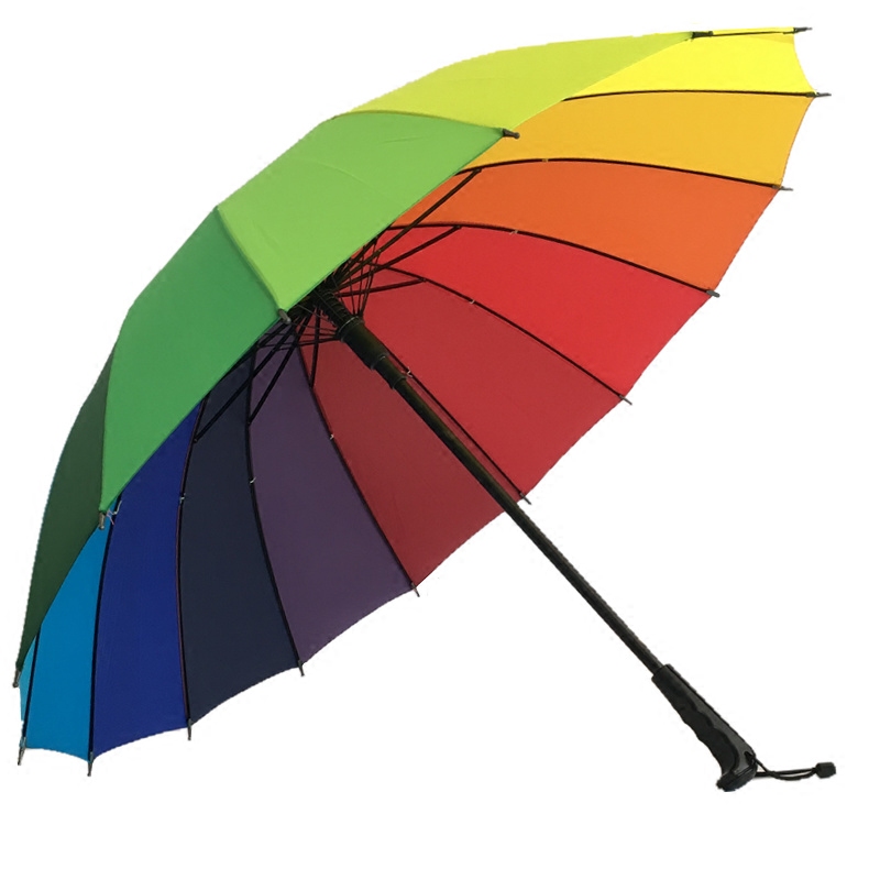 彩虹双人三折叠长柄伞加大号超大号女男士定制logo广告伞印字