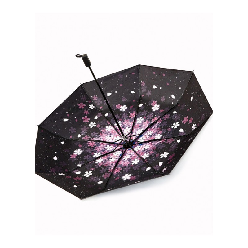 全自动太阳雨伞女樱花黑胶遮阳伞防晒防紫外线小黑伞晴雨两用伞女