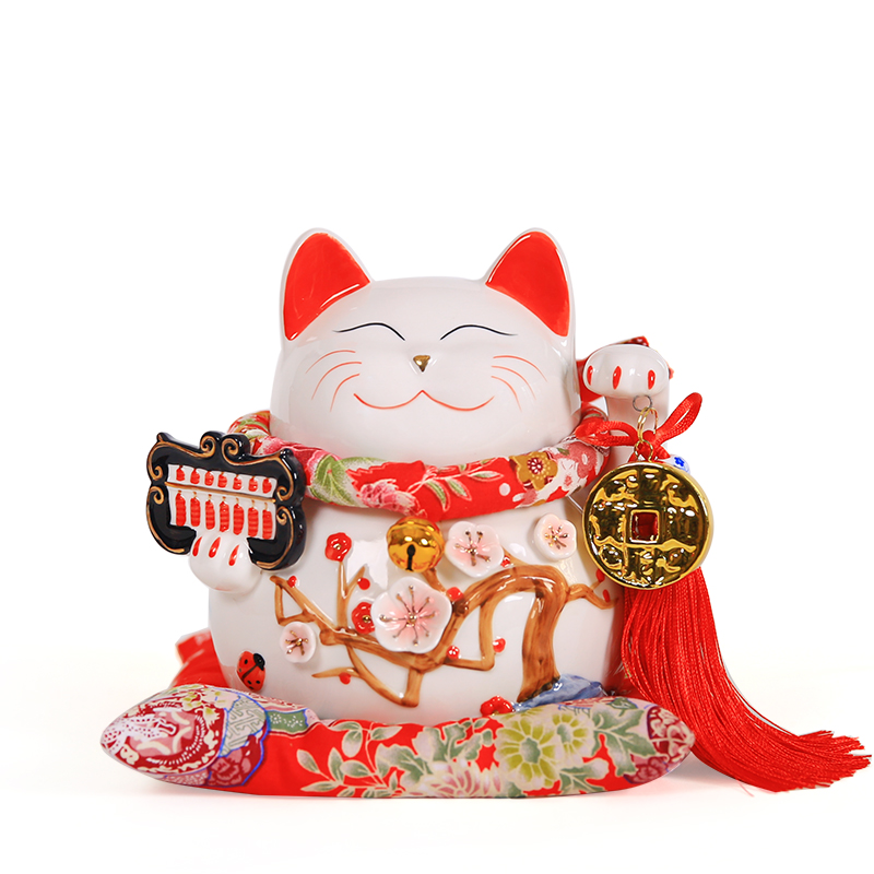 招财猫摆件 大号陶瓷日本招财猫储蓄罐 存钱罐 开业创意礼品