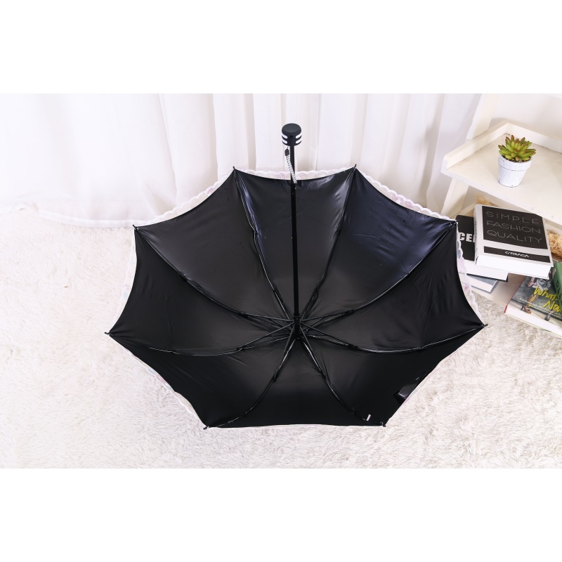蕾丝伞韩国刺绣太阳伞三折黑胶遮阳伞女防晒紫外线晴雨伞