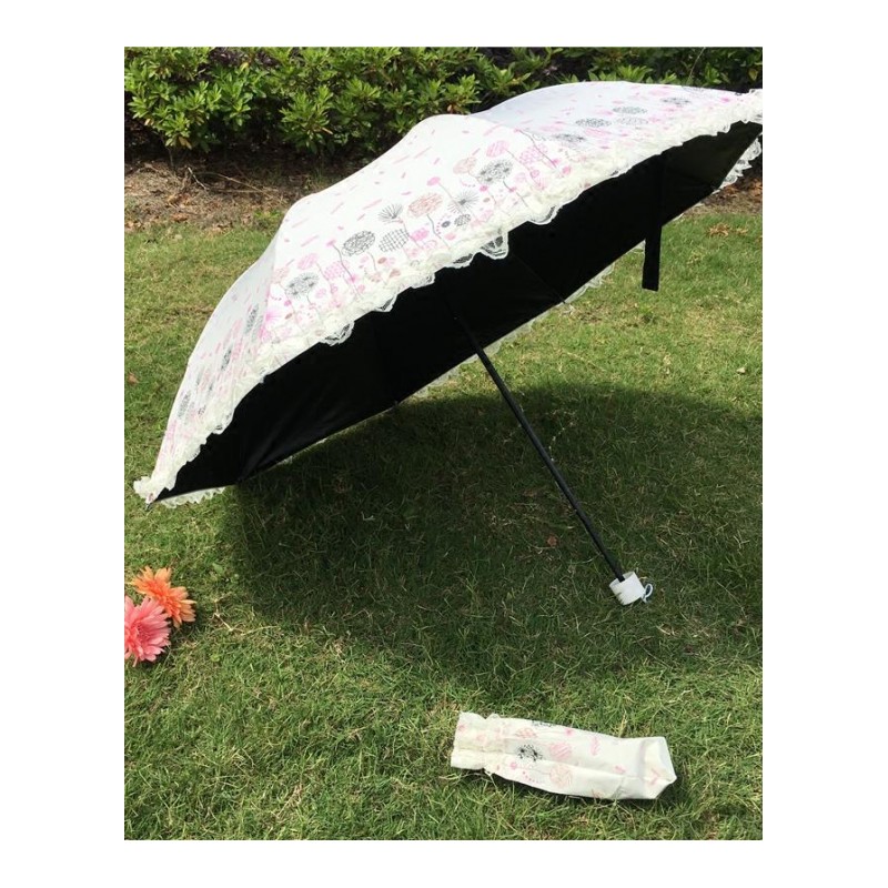 蒲公英黑胶遮阳伞防紫外线半拱型蕾丝花边公主伞晴雨伞女
