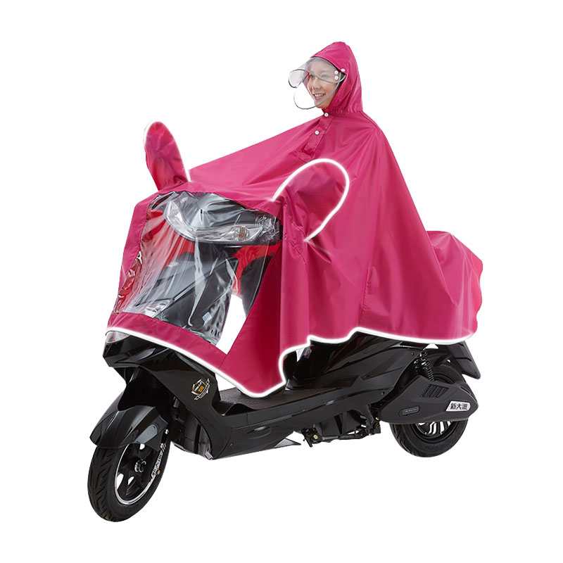 摩托车雨衣电动车的雨披女装1单人防水夜光加大加厚可拆卸双帽檐