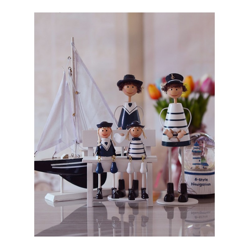 海军一家四口创意脚娃娃摆件地中海酒柜家居装饰品