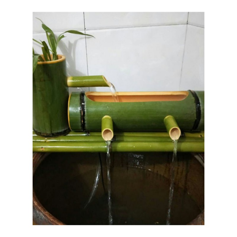 竹子流水器别墅庭院造景招财摆件 竹流水石鱼缸水池加湿过滤器