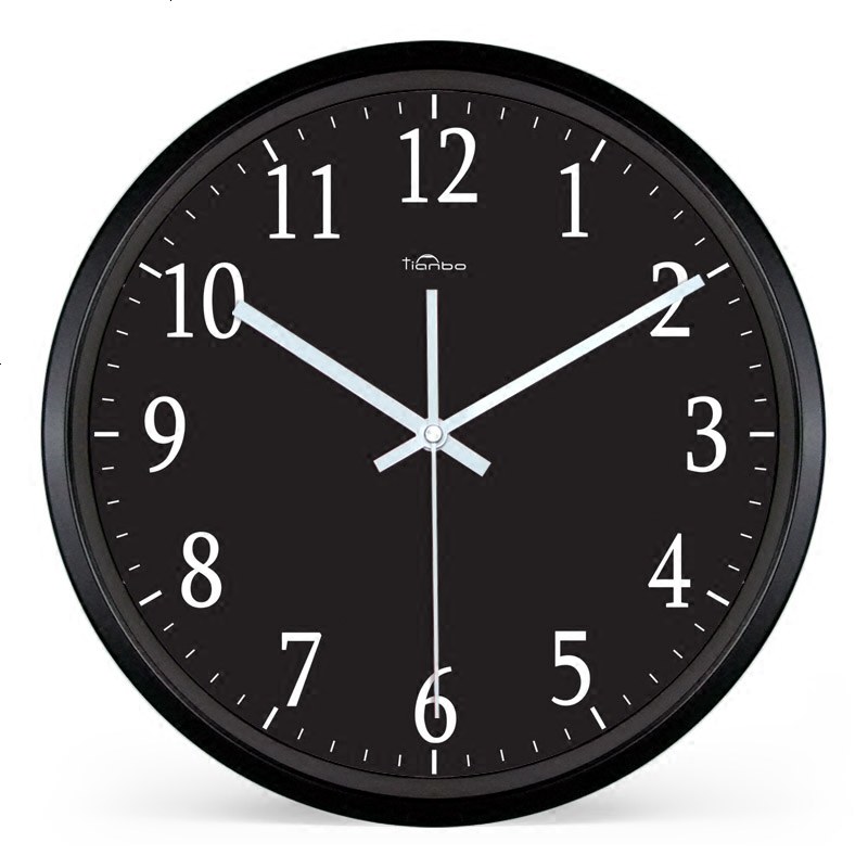 天波石英钟表黑色经典简约数字现代客厅创意挂钟时尚时钟静音挂表