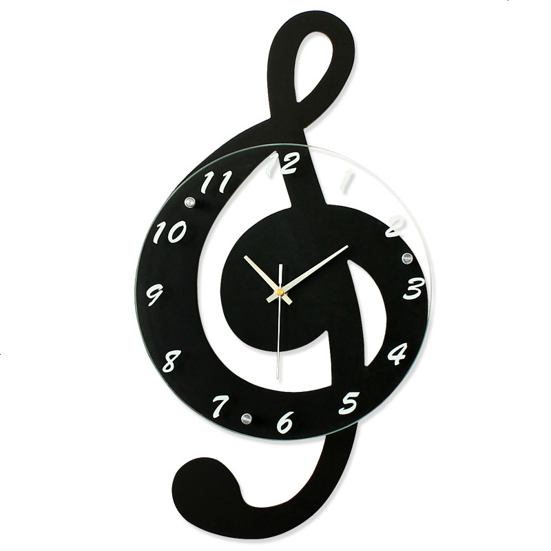 音符创意挂钟 现代客厅钟表 简约艺术挂表静音装饰时钟个性石英钟