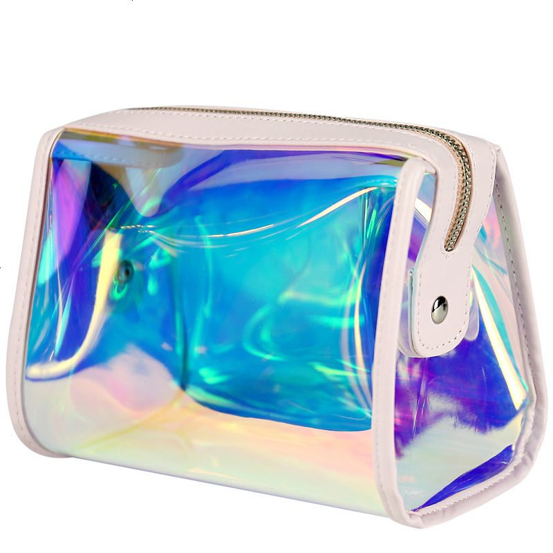 镭射透明彩虹化妆包大容量防水便携个性创意差旅幻彩收纳包