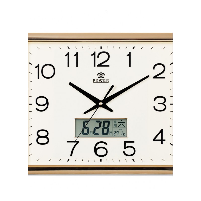 温度万年历壁挂钟表 客厅办公室家用静音长方形 时尚简约时钟