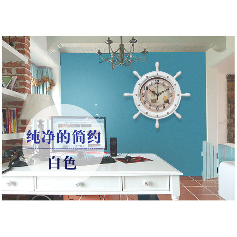 地中海洋钟表客厅创意欧式静音挂钟木制个性儿童卧室挂表装饰