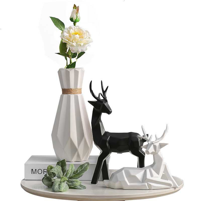 北欧花瓶摆件现代简约家居装饰品客厅电视柜陶瓷鹿摆件结婚