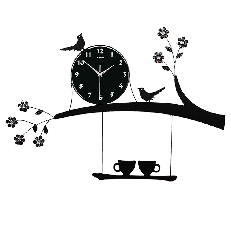 北欧电子创意个性客厅挂钟时尚简约钟表现代静音家用石英钟鸟时钟