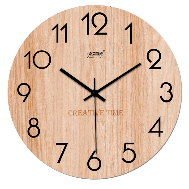 创意北欧现代简约时尚木质欧式客厅静音大号挂钟时钟石英钟钟挂表
