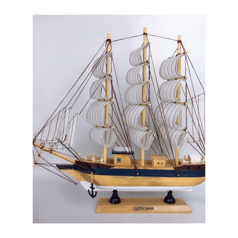 一帆风顺帆船实木质模型创意摆件手工仿真工艺船装饰品生日