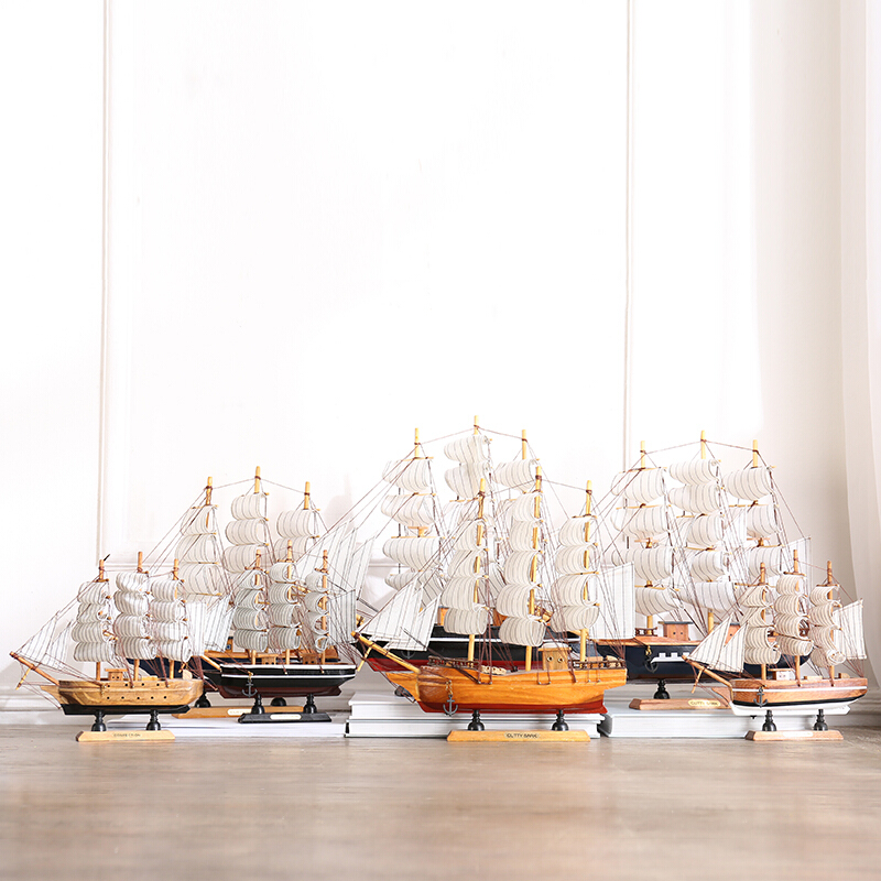 创意客厅一帆风顺船摆件家居装饰品客厅办公室房间帆船模型手工艺品摆设