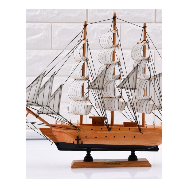 摆件地中海木船帆船模型木质船模木船渔船工艺品办公室客厅装饰品