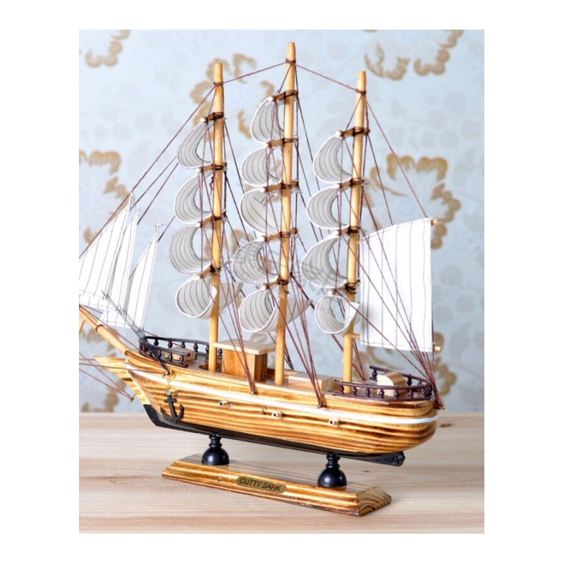 一帆风顺帆船工艺品摆件船模型地中海装饰品儿童房摆设木船小