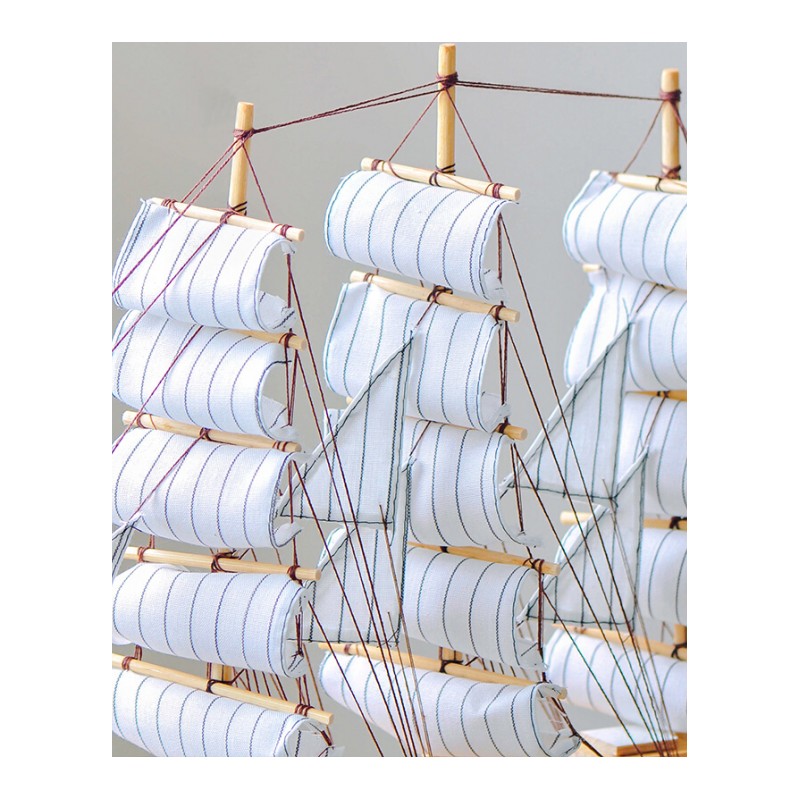 一帆风顺帆船摆件客厅书房玄关实木质帆船模型地中海装饰手工艺帆船摆设工艺品
