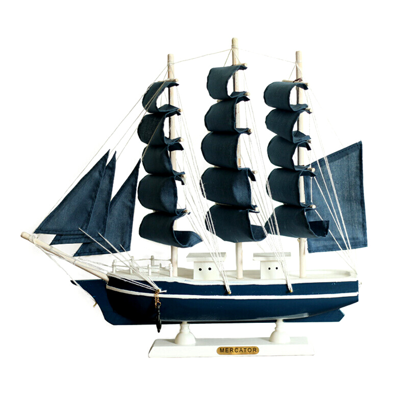 一帆风顺帆船摆件地中海手工木制工艺品帆船模型摆设玄关家装饰品彩盒装