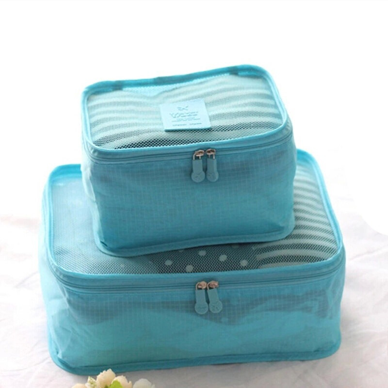 防水旅行收纳行李箱整理袋6件套蓝色