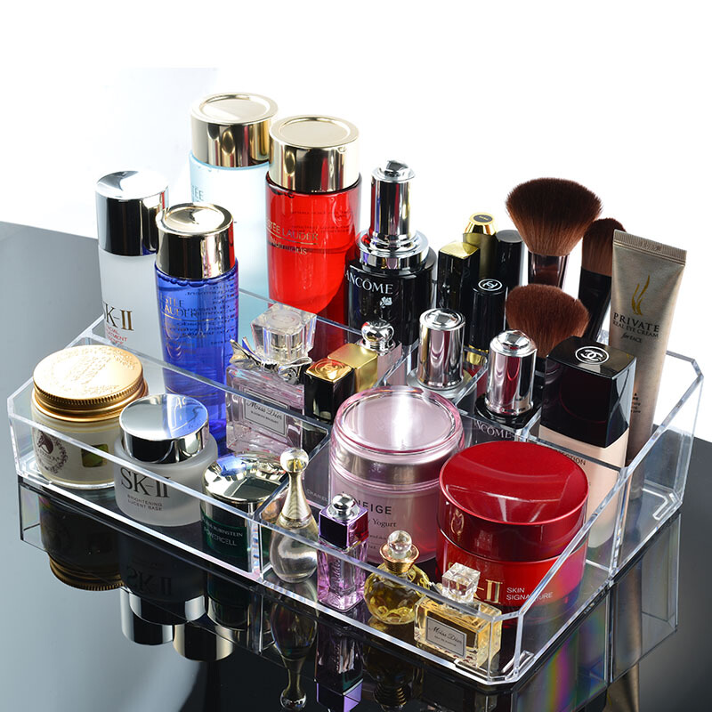 亚克力化妆品收纳盒创意大号桌面整理盒首饰品口红亚克力化妆盒透明2230