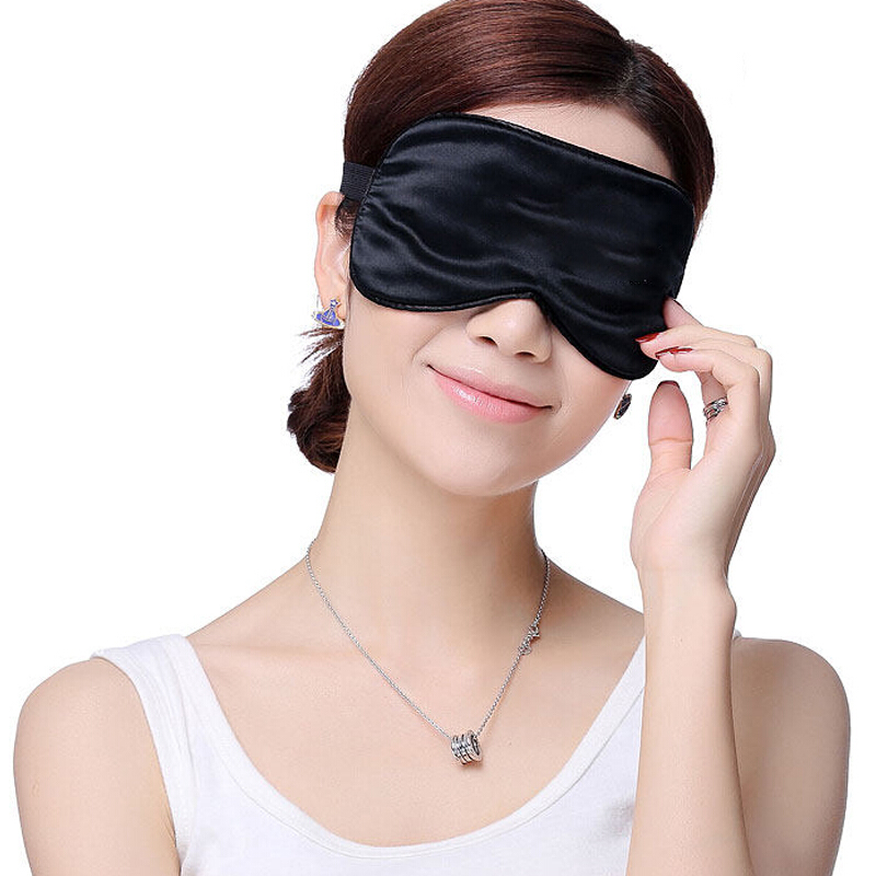 真丝眼罩透气舒适睡眠眼罩透气冰袋冷热敷款黑色