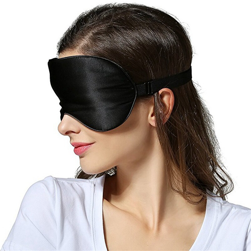 眼罩睡眠真丝眼罩3D可节透气旅行隔光眼罩男女士睡眠遮光双面午休旅游必备黑色均码