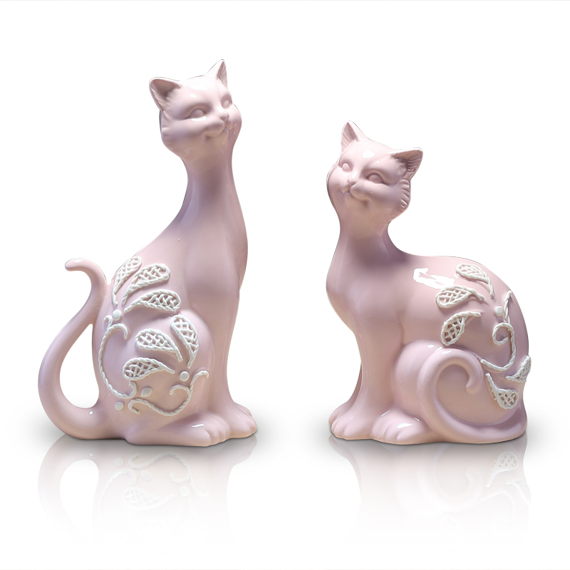 中式陶瓷摆件家居饰品客厅装饰品摆件创意动物猫开业招财摆件