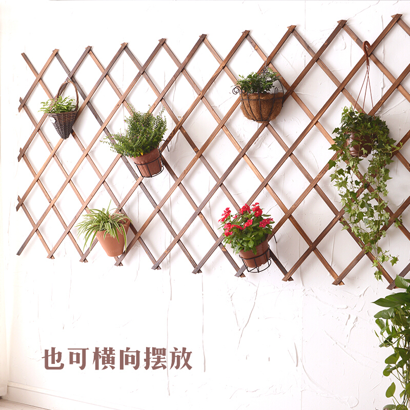实木网格铁艺客厅挂墙花架壁挂墙上装饰阳台墙壁绿萝悬挂式花盆架