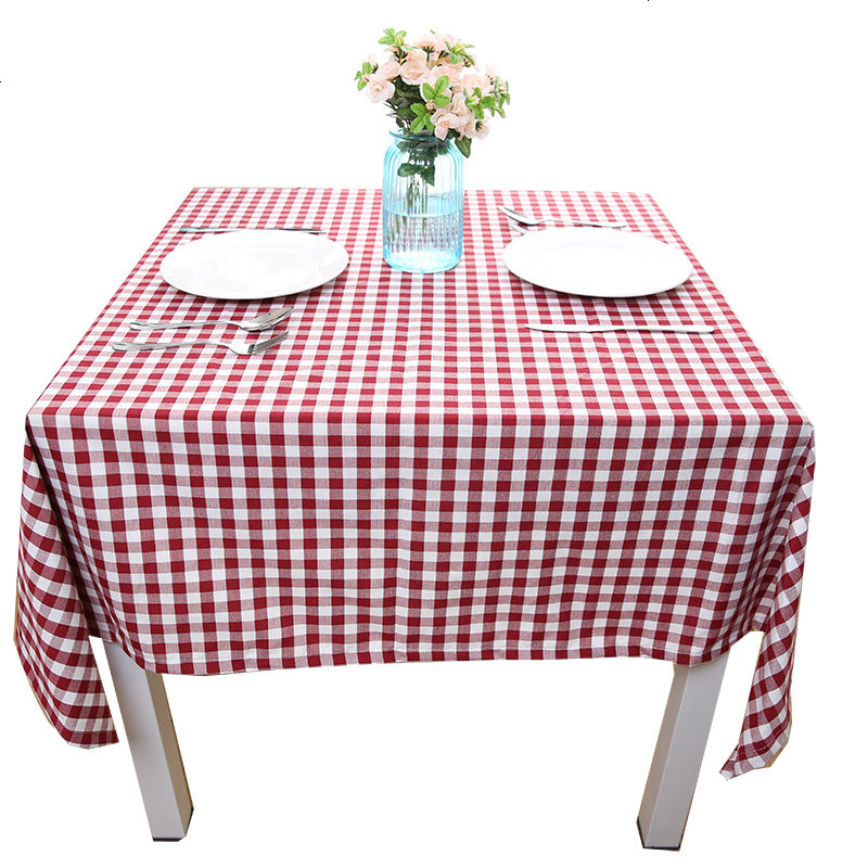 简约现代棉麻桌布餐桌布艺 北欧风格子条纹方形茶几盖巾台布定制