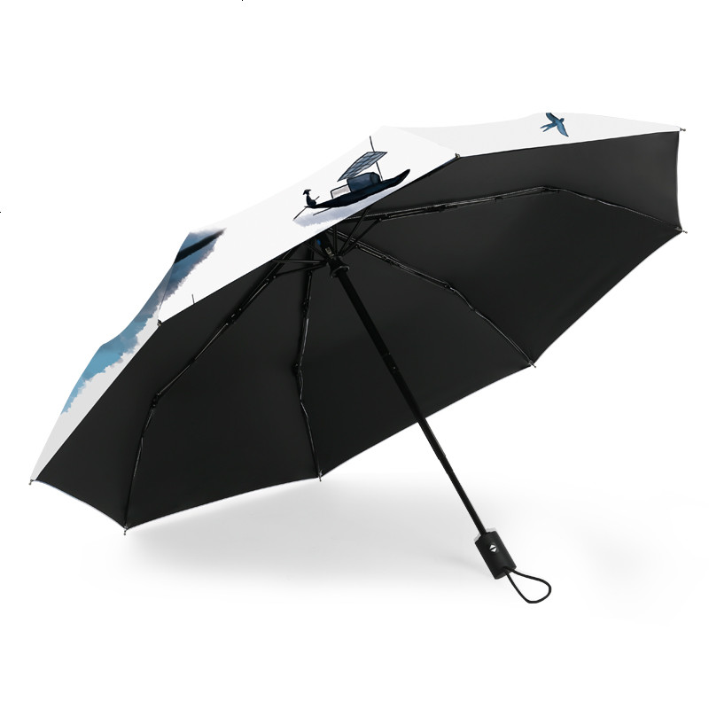 复古中国风全自动雨伞女折叠晴雨两用简约森系创意遮阳伞防紫外线