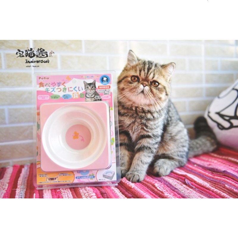 宅猫酱 猫咪petio可爱树脂方碗粉色小可爱深度不容易打翻防滑