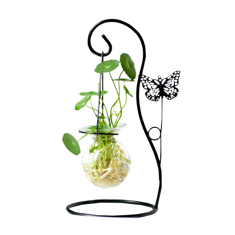 创意简约蝴蝶铁艺水培植物花瓶花器办公室客厅家居桌面摆件装饰品