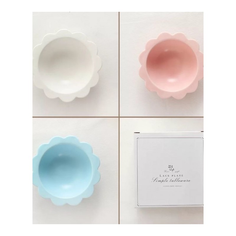 北欧简约小清新纯色哑光花瓣陶瓷碗5寸6寸