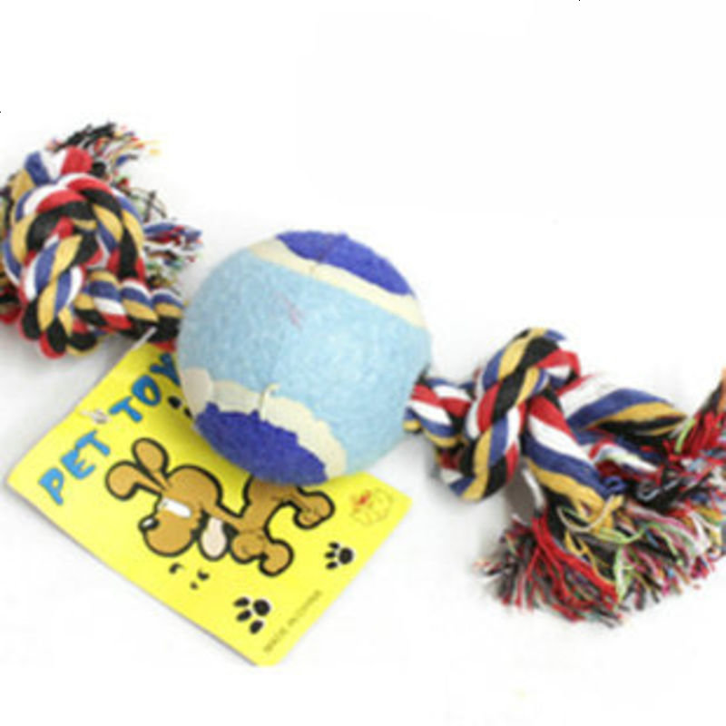 网球双节绳球 啃咬棉绳玩具 狗玩具 抛掷球 拔河绳结球