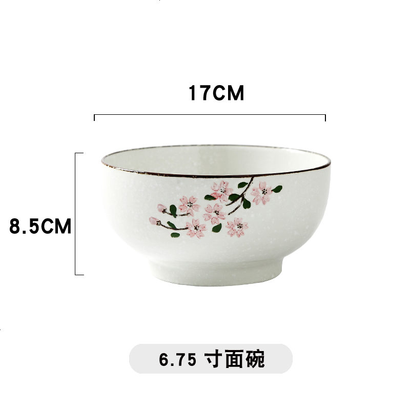 日式陶瓷碗釉下彩手绘5.5英寸矮碗创意陶瓷家用小饭碗沙拉碗