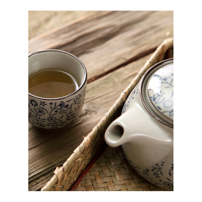 日式和风4色过滤网茶具 景德镇陶瓷创意凉水壶泡茶茶壶茶杯复古