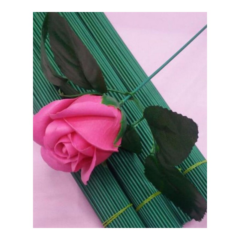 绿色胶包花杆diy手工花束材料网花丝带花玫瑰花材料
