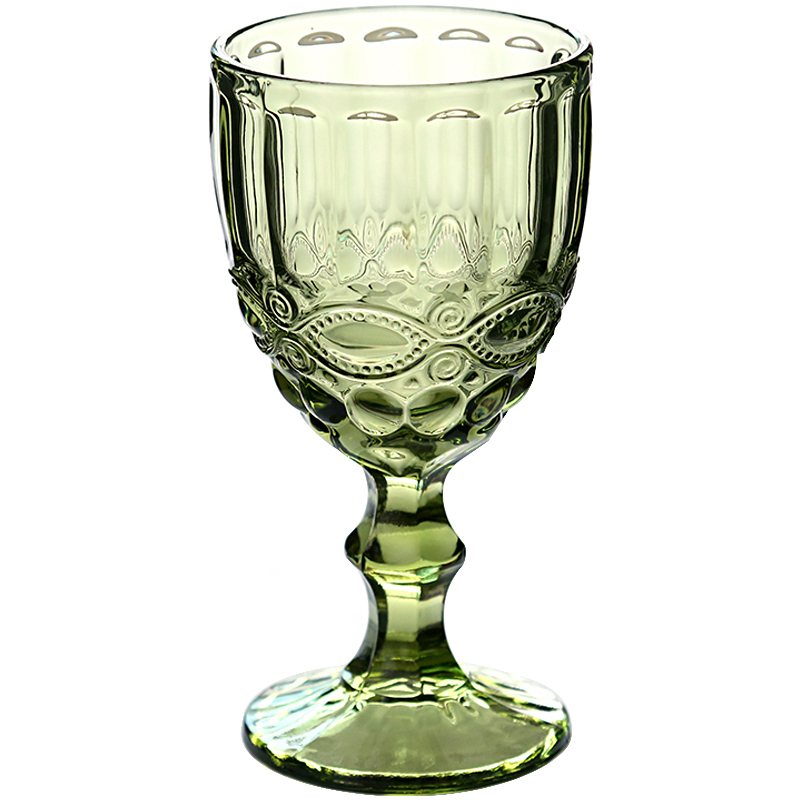 【三只装】复古彩色浮葡萄酒杯创意果汁杯玻璃高脚杯红酒杯酒具（请先与客服确认再）